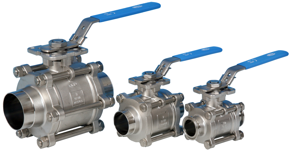 3-Pce Full Bore Sanitary Cavity Filled Direct Mount Ball Valve with Clamp Ends
