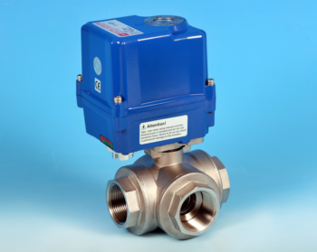 Stainless Steel Electric Actuators 3-Way Reduced Bore Actuated Ball Valve BSP Screwed End Connections