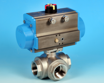 Stainless Steel Pneumatic Actuators 3-Way Reduced Bore Actuated Ball Valve BSP Screwed End Connections