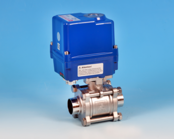 Stainless Steel Electric Actuators 3-Pce Full Bore Sanitary Actuated Ball Valve Butt Weld O/D End Connections