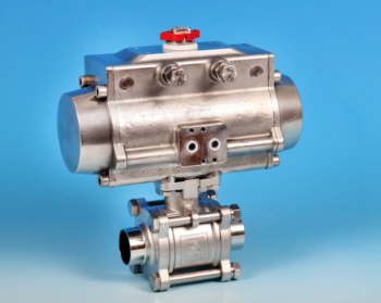 Stainless Steel Pneumatic Actuators 3-Pce Full Bore Sanitary Actuated Ball Valve Butt Weld O/D End Connections