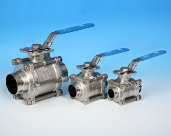 Stainless Steel 3-Pce Full Bore Sanitary Cavity Filled Direct Mount Ball Valve
