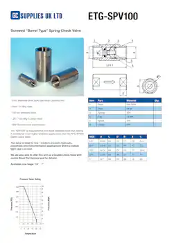 Datasheet For Screwed 'Barrel' Spring Check Valve