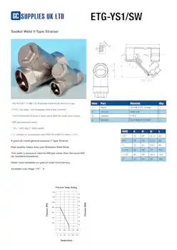 Datasheet For Socket Weld Y-Type Strainer