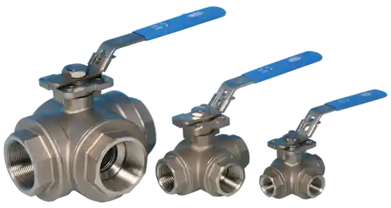 3-Way BSP Screwed Reduced Bore Direct Mount Ball Valve