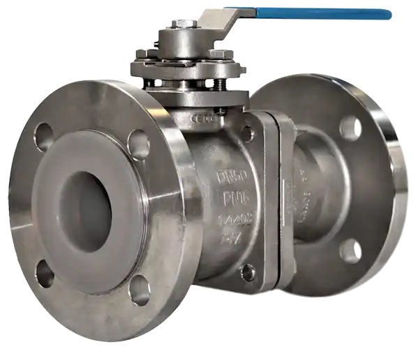 Stainless Steel PFA Lined 2-Pce Full Bore Flanged ANSI 150 Ball Valve NTC KV-N441