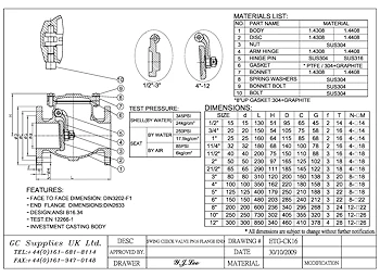 PDF for Stainless Steel Swing Pattern Check Valve Flanged BS4504 DIN PN16