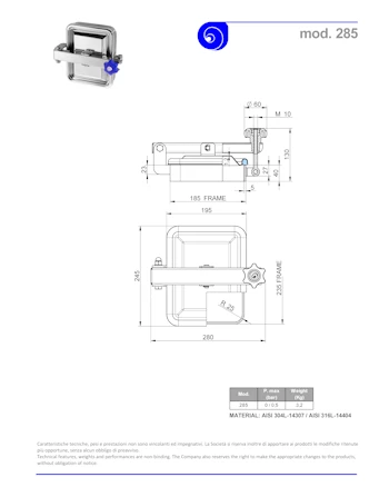 PDF for Stainless Steel 185 × 235mm Rectangular Pressure Manway 285/B 316L