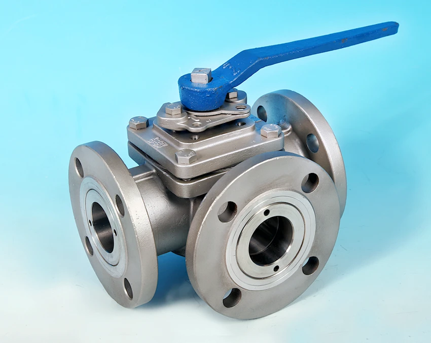 S/S 3-Way Flanged DIN PN16 Full Bore Ball Valve