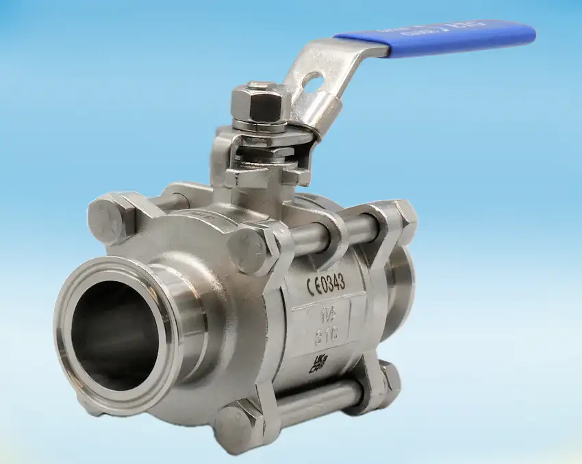 S/S 3-Pce Full Bore Hygienic/Sanitary Cavity Filled Ball Valve with Clamp Ferrule Ends