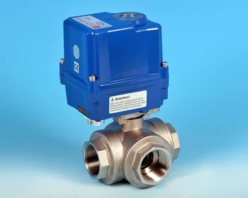S/Steel Pneumatic Actuators 3-Way Reduced Bore Actuated Ball Valve BSP Screwed End Connections