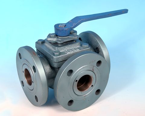 stainless steel 3-Way Cast Iron Flanged DIN PN16 Full Bore Ball Valve