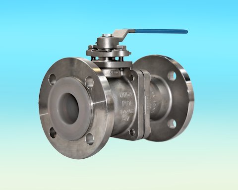 stainless steel PFA Lined 2-Pce Full Bore Flanged ANSI 150 Ball Valve